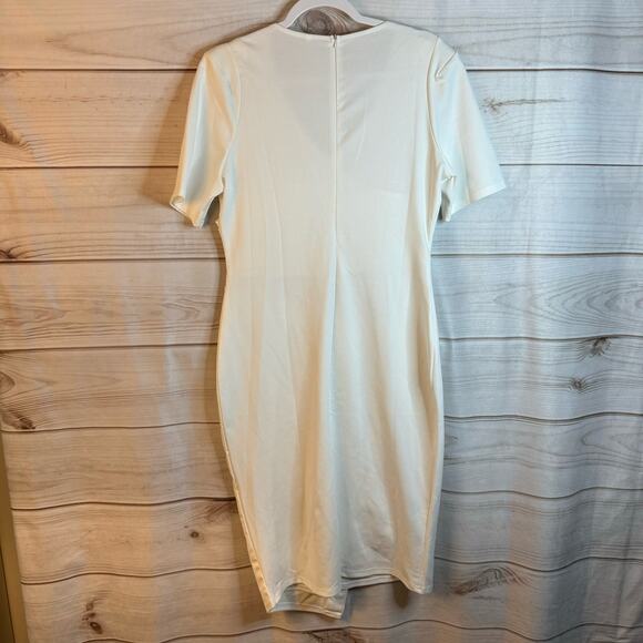 White Short Sleeve Shift Knee Length Dress Size XL - Picture 3 of 5